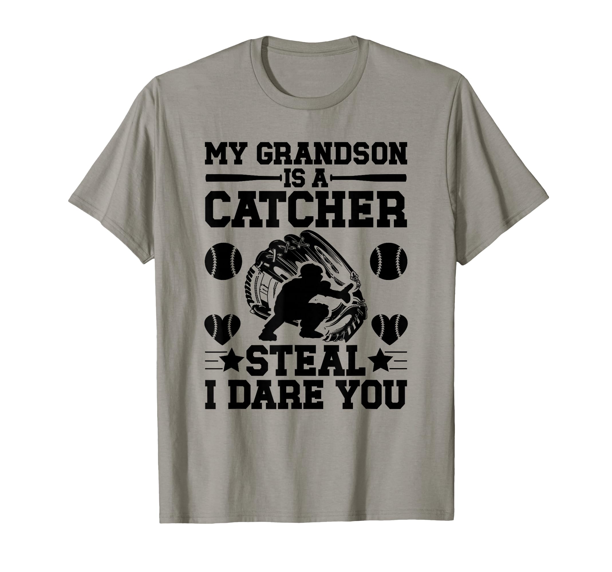 Grandson Is Baseball Catcher Grandma T-Shirt - Trendy Graphic for Adults - T-Shirt, Sweatshirt, Hoodie