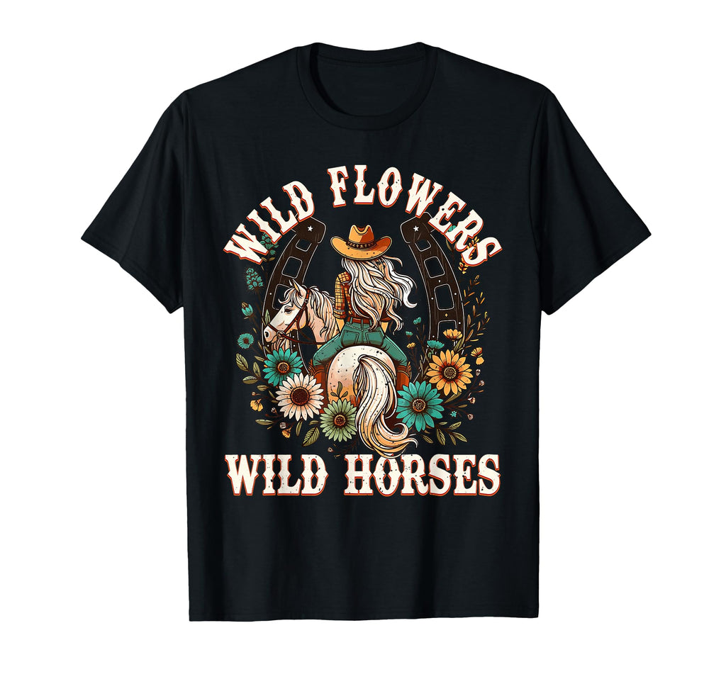 Southern Sunset Cowgirl Wild Flowers Wild T-Shirt - Unique Graphic Unisex - T-Shirt, Sweatshirt, Hoodie