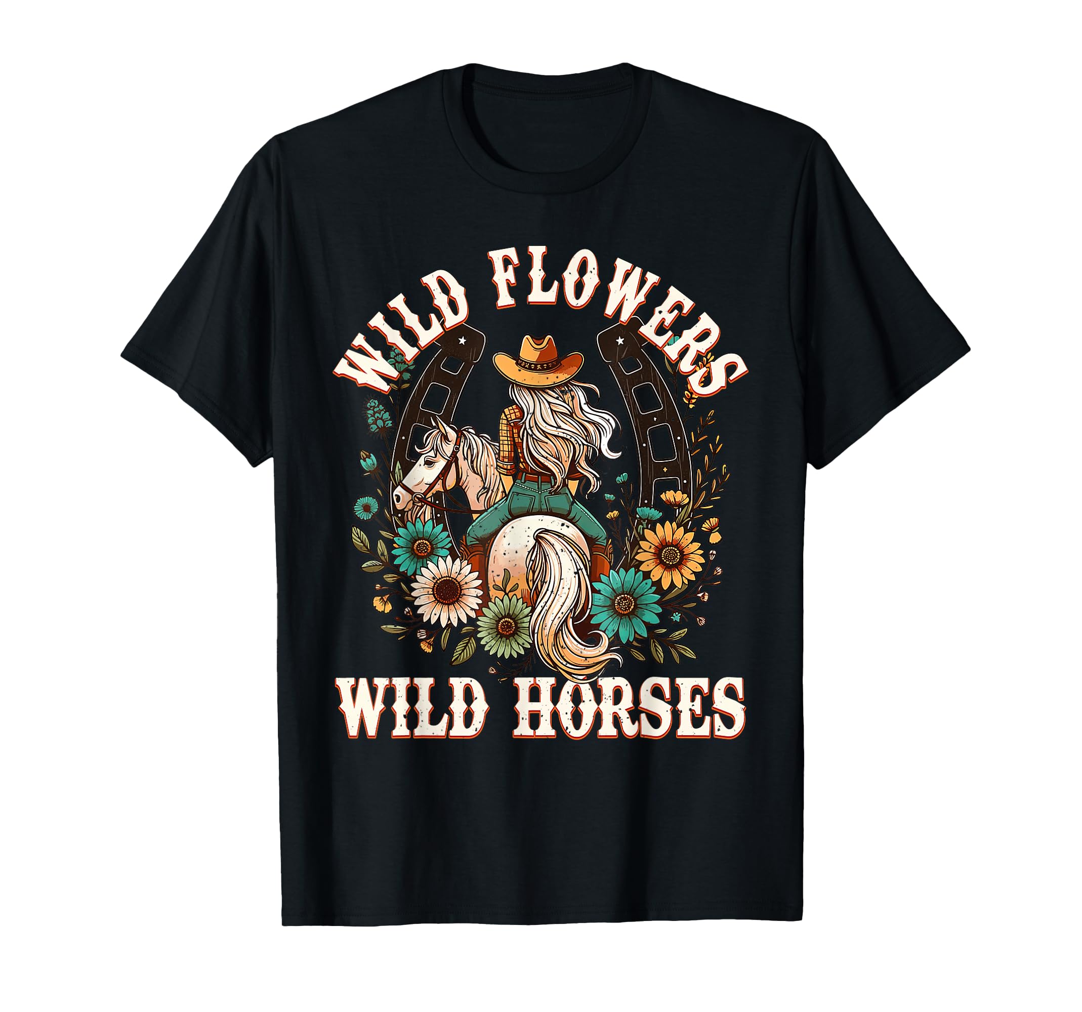 Southern Sunset Cowgirl Wild Flowers Wild T-Shirt - Unique Graphic Unisex - T-Shirt, Sweatshirt, Hoodie