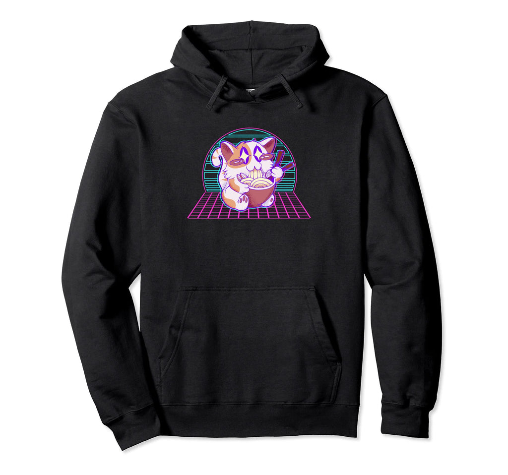 Anime Vaporwave Cat Hoodie - Custom Art Print Men Women - T-Shirt, Sweatshirt, Hoodie