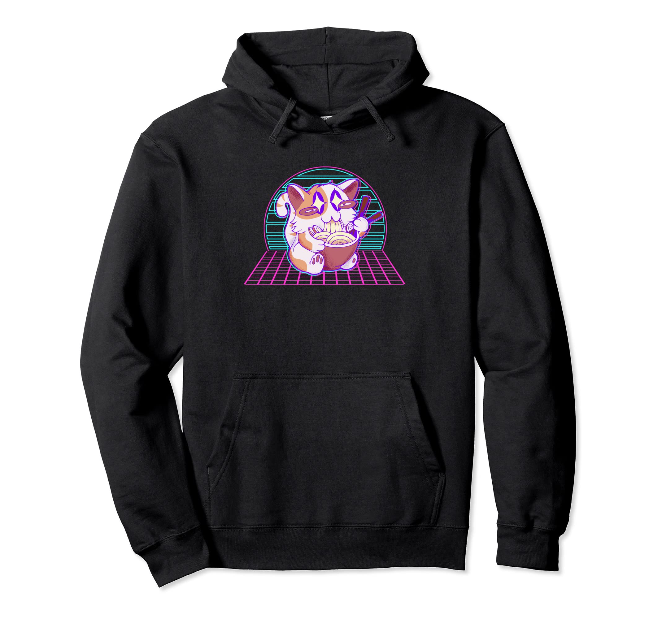 Anime Vaporwave Cat Hoodie - Custom Art Print Men Women - T-Shirt, Sweatshirt, Hoodie