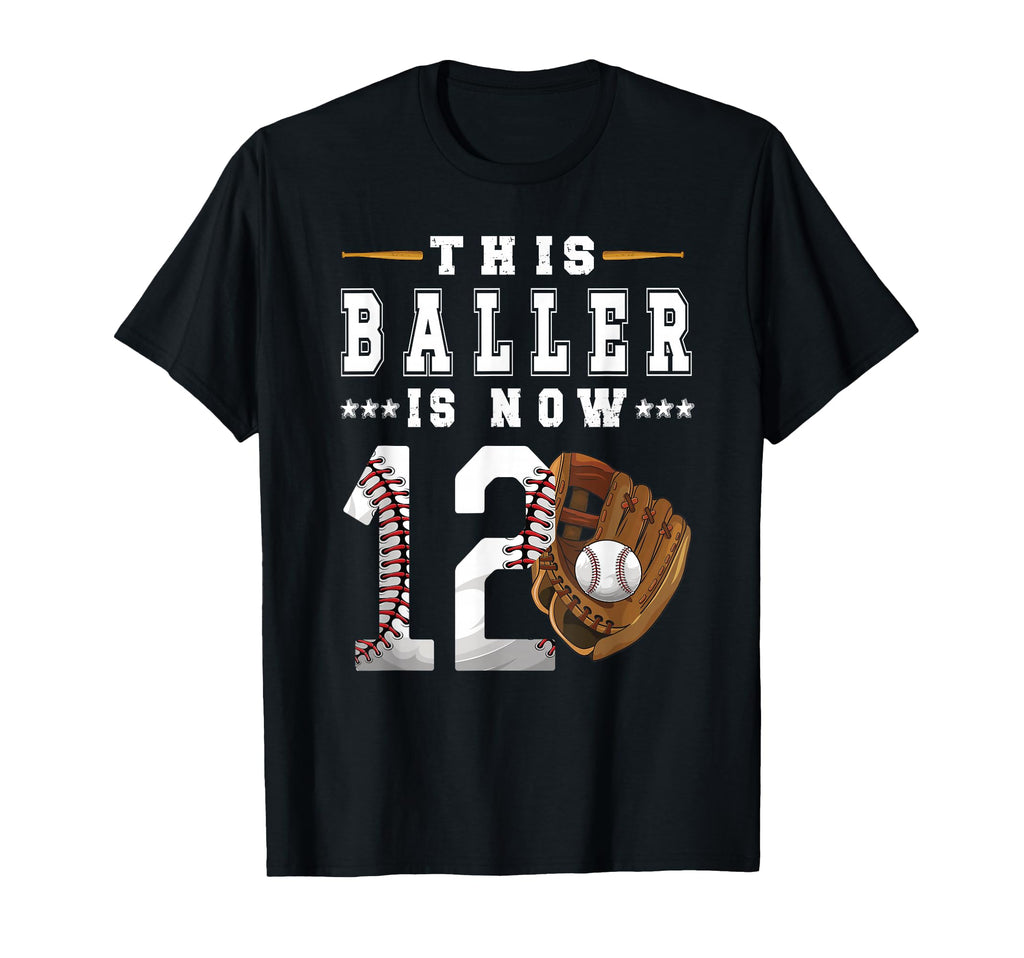 12Th Birthday Baseball Twelve Year T-Shirt - Minimalist Print Men Women - T-Shirt, Sweatshirt, Hoodie