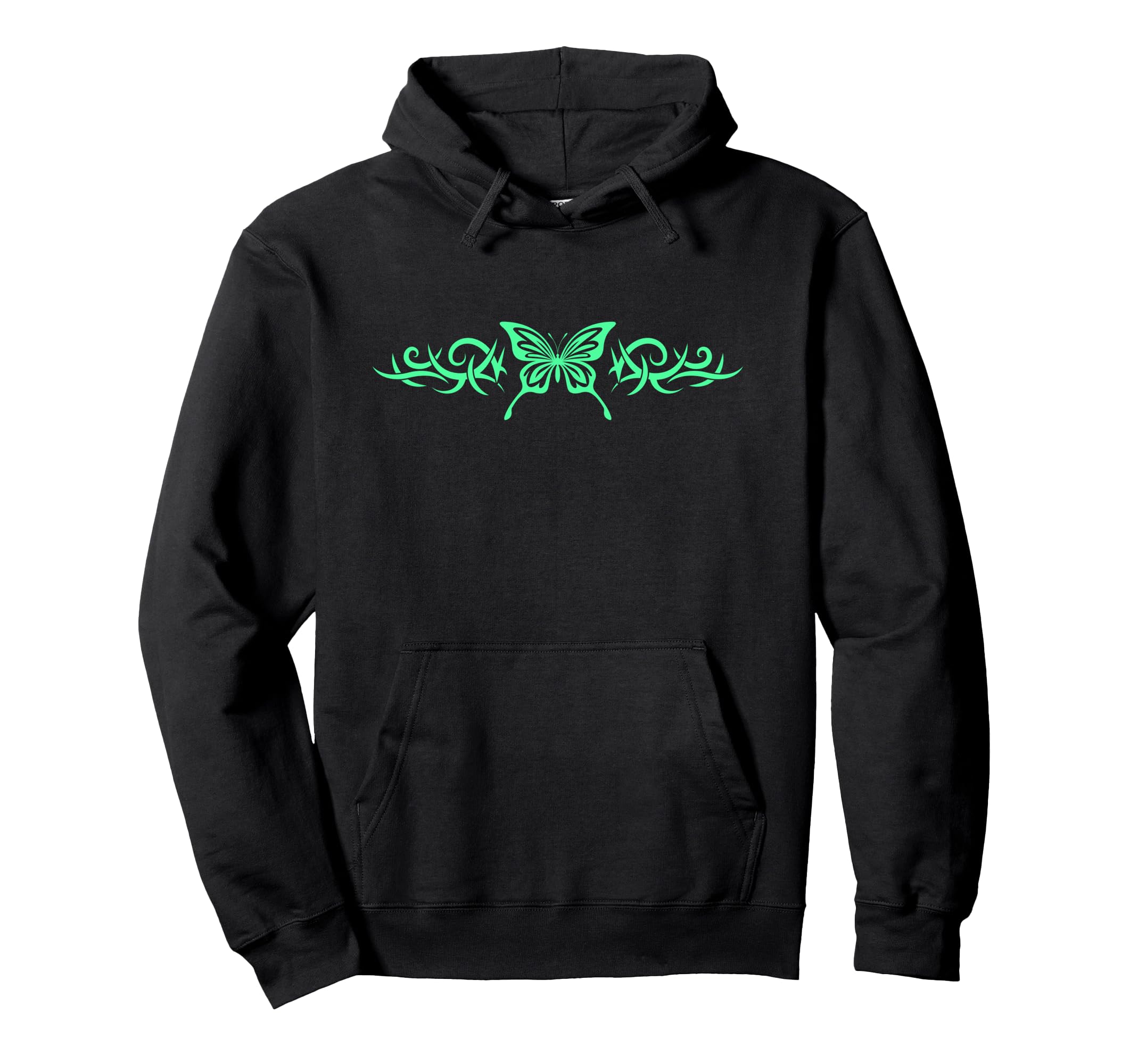 Green Butterfly Tattoo Harajuku Grunge Hoodie - Novelty Apparel Unisex - T-Shirt, Sweatshirt, Hoodie