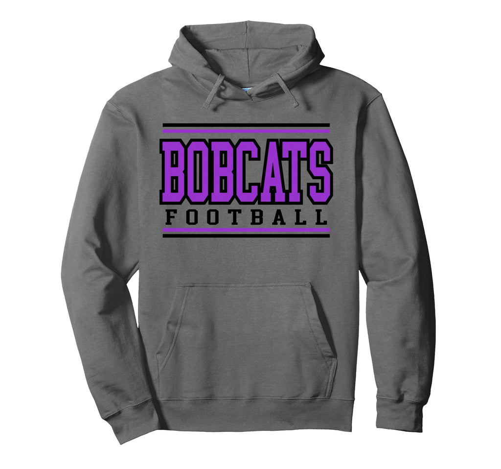 Bobcat Football Stripes Game Day Mom Hoodie - Trendy Graphic for Adults - T-Shirt, Sweatshirt, Hoodie