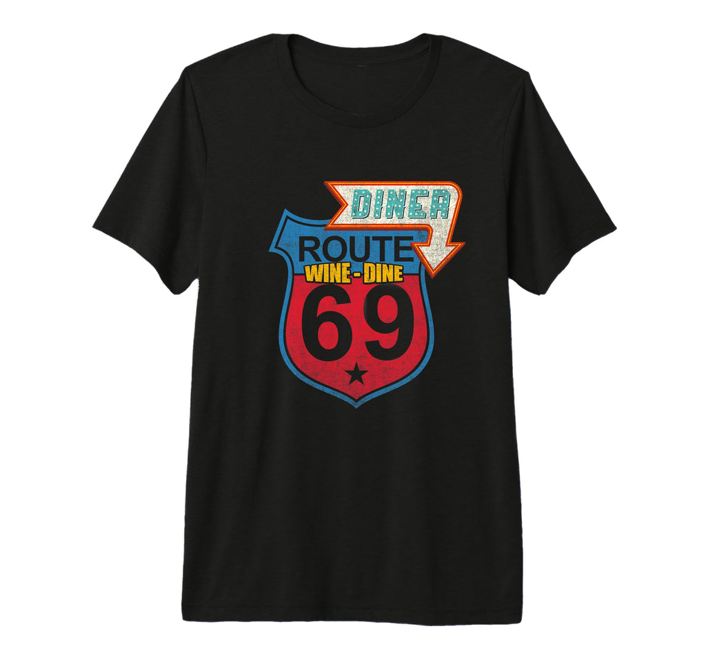 Wine Dine Route 69 Diner Tri Blend T-Shirt - Trendy Graphic for Adults - T-Shirt, Sweatshirt, Hoodie
