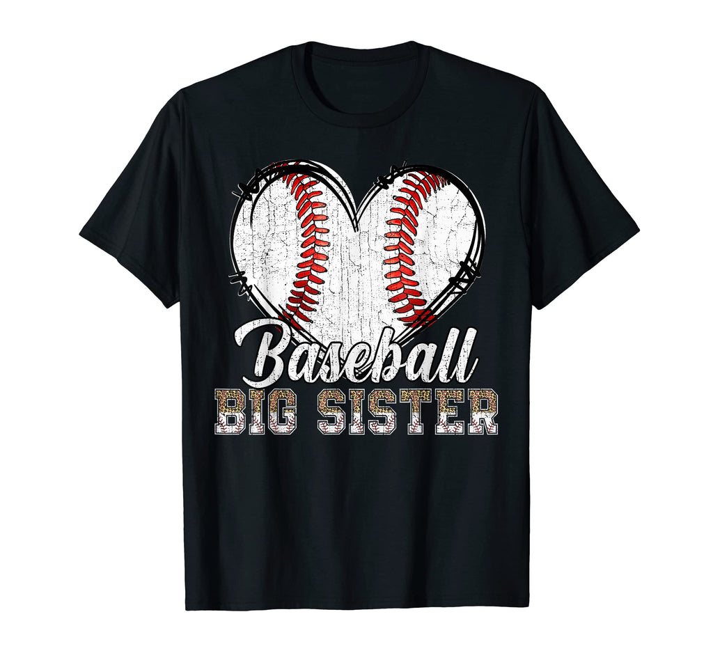 Softball Baseball Big Sister Heart T-Shirt - Custom Art Print Men Women - T-Shirt, Sweatshirt, Hoodie