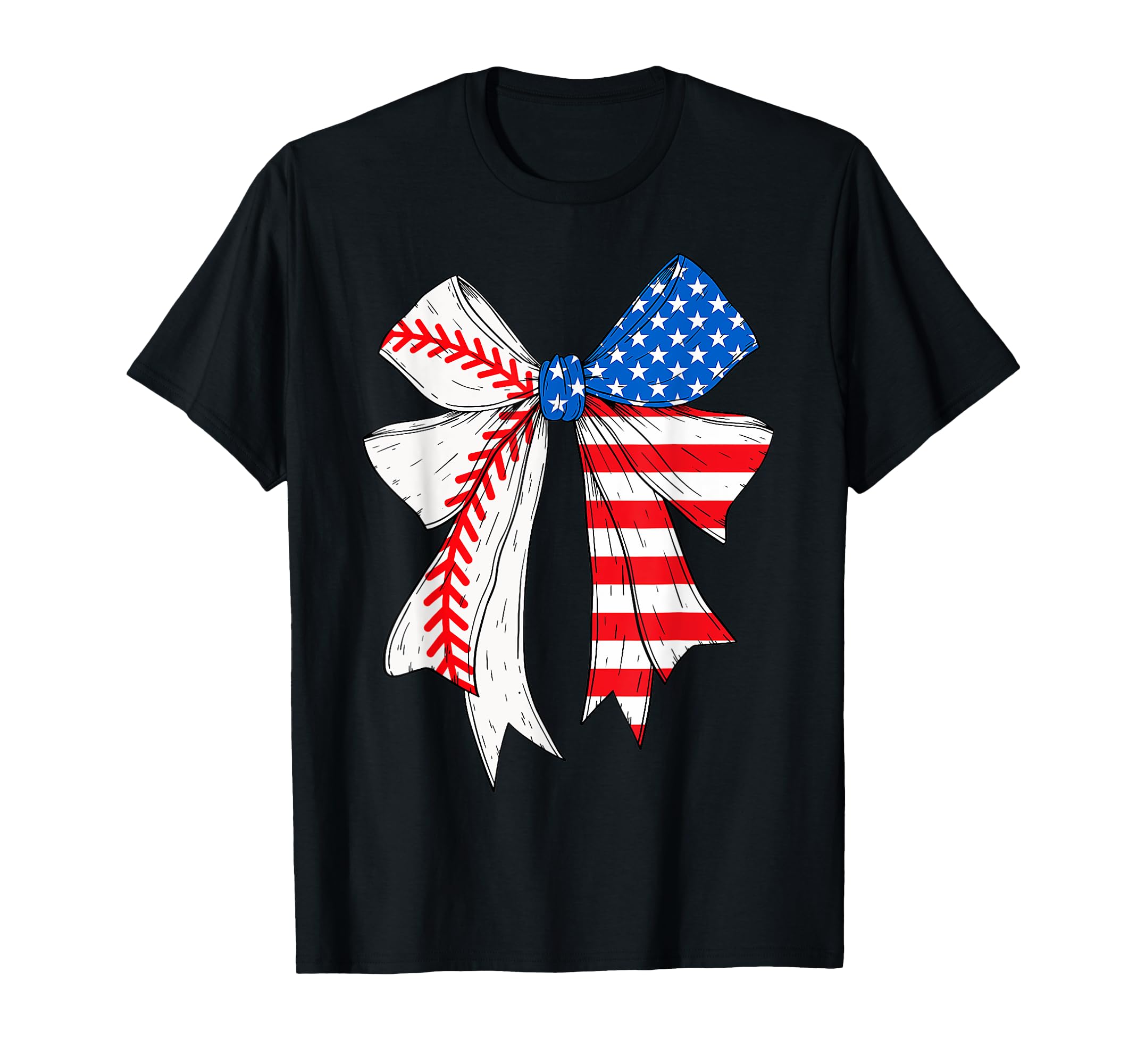 Baseball 4Th July Coquette Bow Baseball Mom T-Shirt - Unique Graphic Unisex - T-Shirt, Sweatshirt, Hoodie