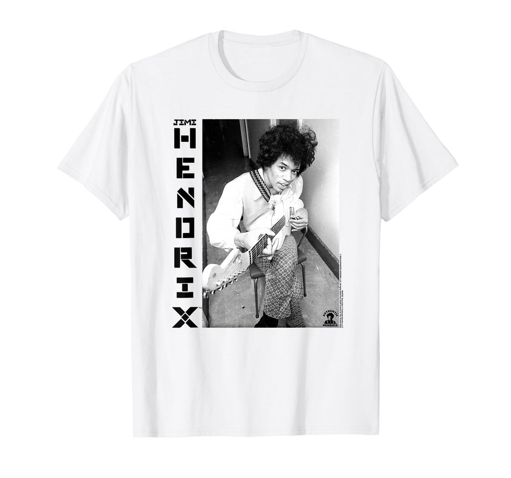 Jimi Hendrix Black And White Guitar T-Shirt - Aesthetic Graphic for Adults - T-Shirt, Sweatshirt, Hoodie