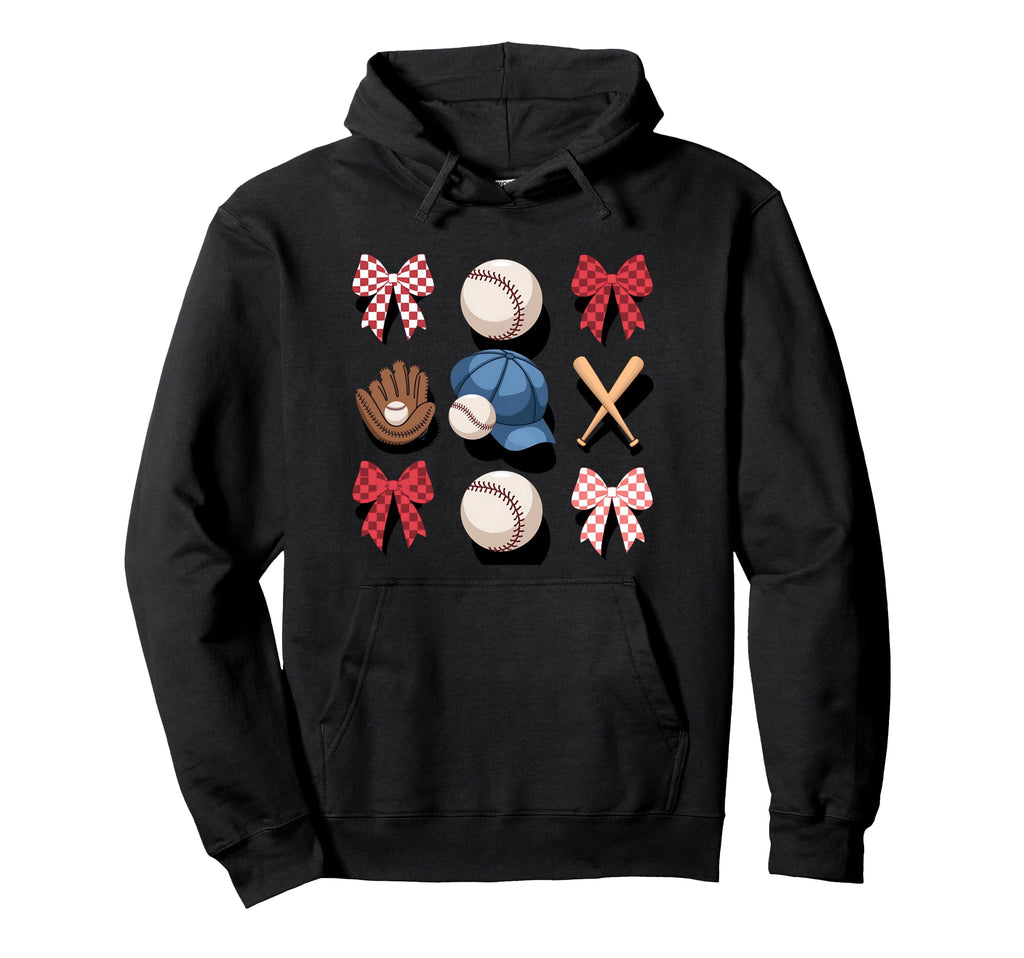 Baseball Mom Coquette Bow Mothers Hoodie - Casual Everyday Wear for Adults - T-Shirt, Sweatshirt, Hoodie