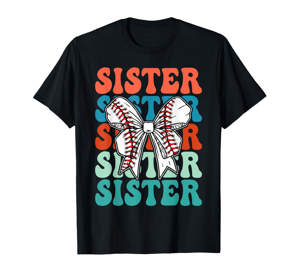 Baseball Sister Coquette Bow Baseball Mama T-Shirt - Unique Graphic Unisex - T-Shirt, Sweatshirt, Hoodie