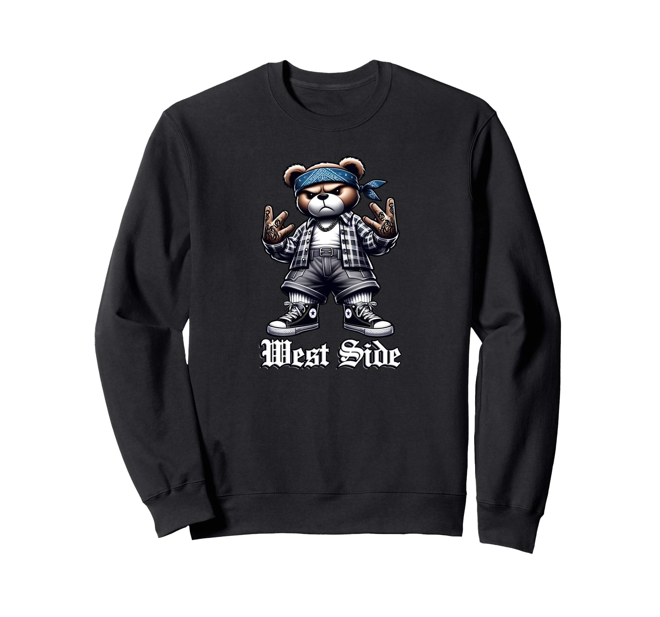 West Coast Hip Hop Teddy Bear Sweatshirt - Fun Novelty Design for Adults - T-Shirt, Sweatshirt, Hoodie