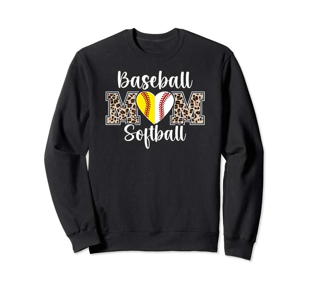 Baseball Softball Mom Leopard Sweatshirt - Minimalist Print Unisex - T-Shirt, Sweatshirt, Hoodie