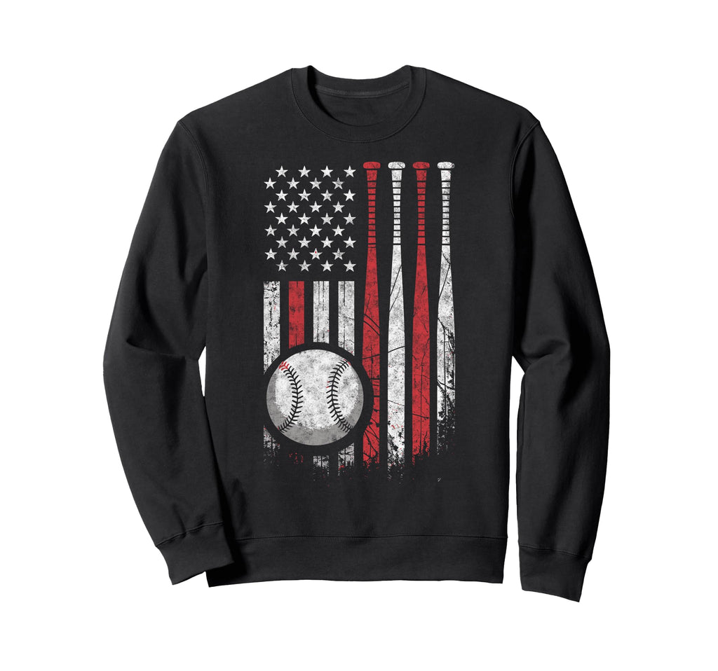 Baseball Us Flag Baseball Lover Sweatshirt - Fun Novelty Design for Adults - T-Shirt, Sweatshirt, Hoodie