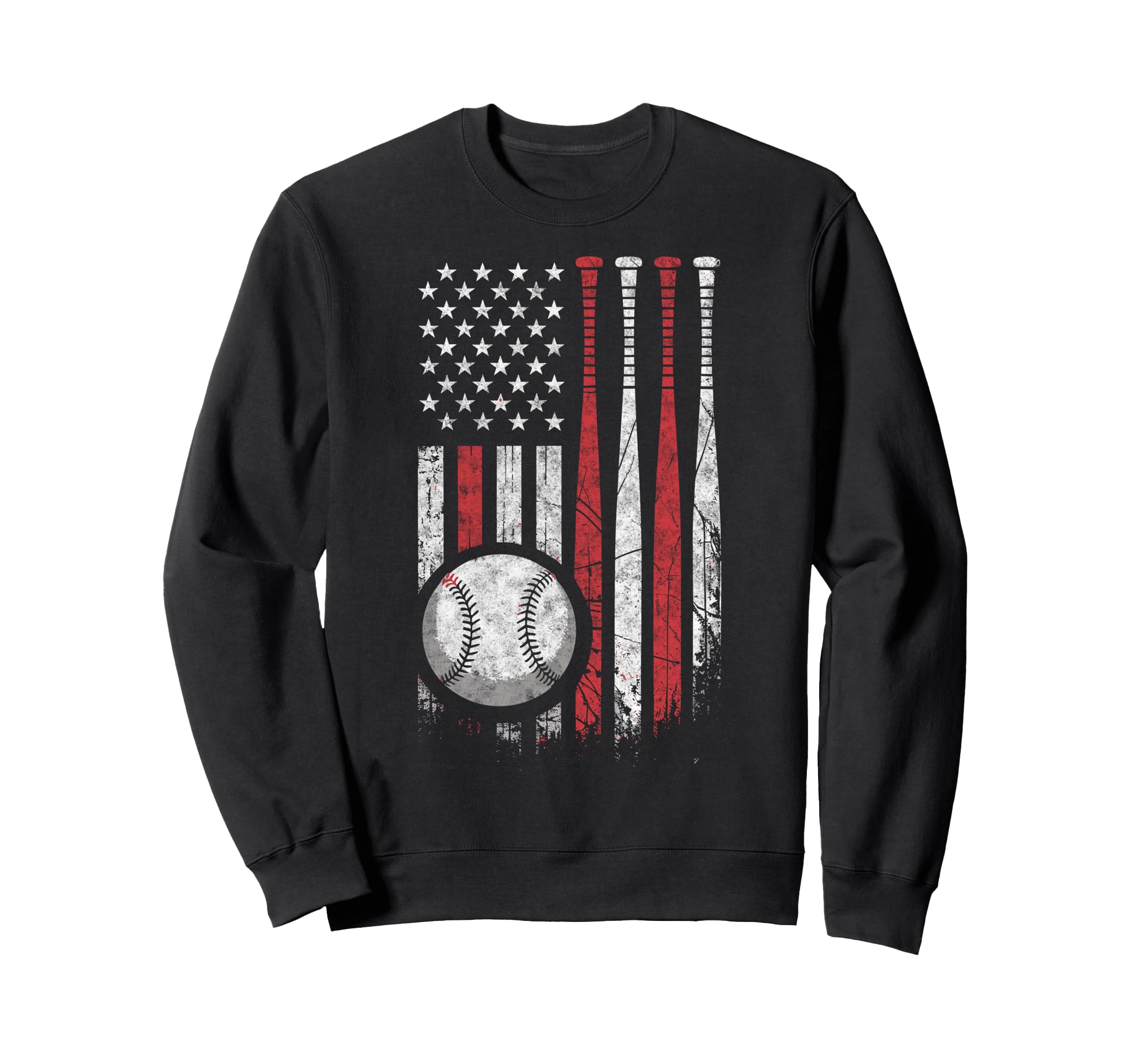 Baseball Us Flag Baseball Lover Sweatshirt - Fun Novelty Design for Adults - T-Shirt, Sweatshirt, Hoodie