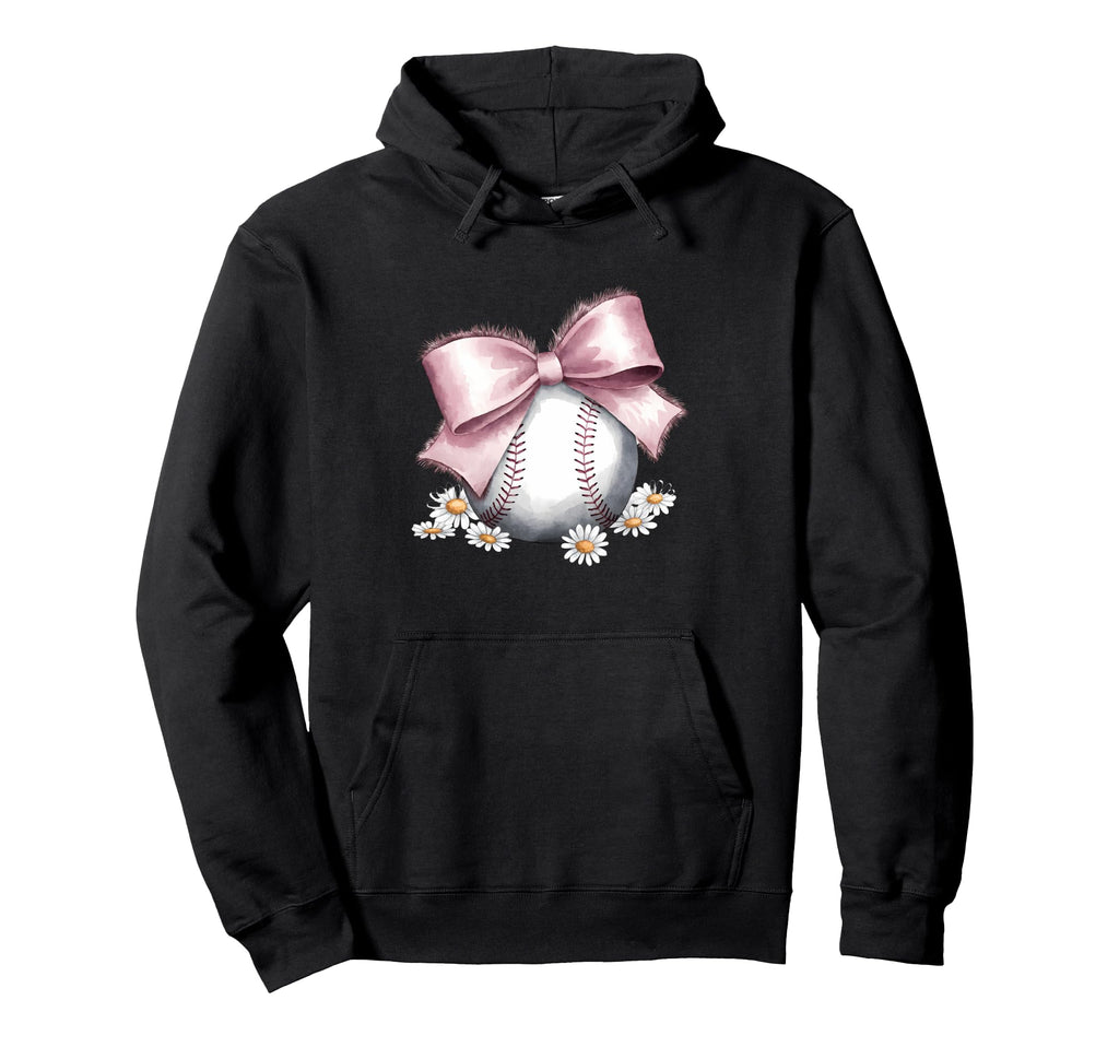 Baseball Coquette Bow Baseball Mom Hoodie - Casual Everyday Wear for Adults - T-Shirt, Sweatshirt, Hoodie