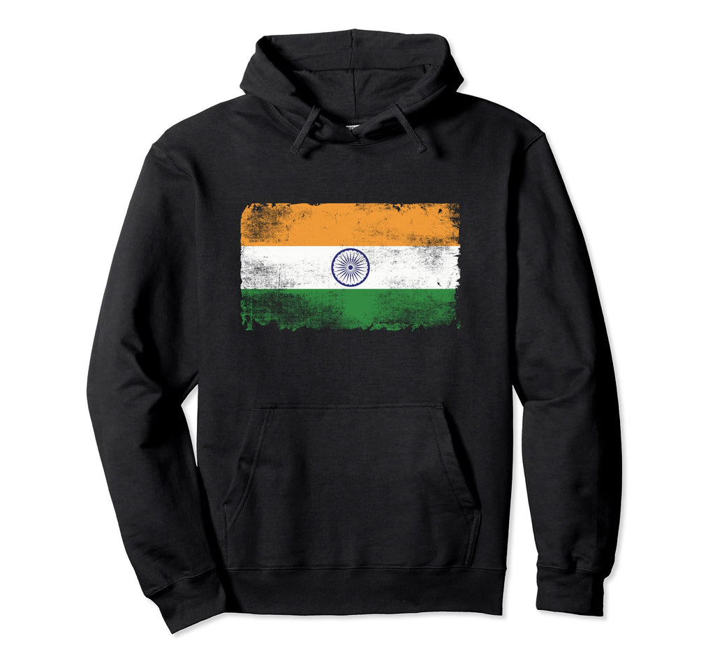 Distressed India Flag Hoodie - Minimalist Print Men Women - T-Shirt, Sweatshirt, Hoodie