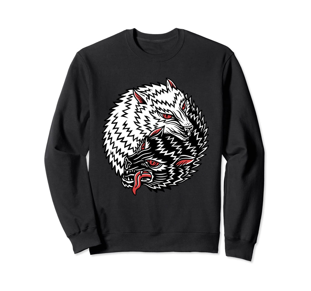 Wolves American Traditional Tattoo Sweatshirt - Novelty Apparel Unisex - T-Shirt, Sweatshirt, Hoodie