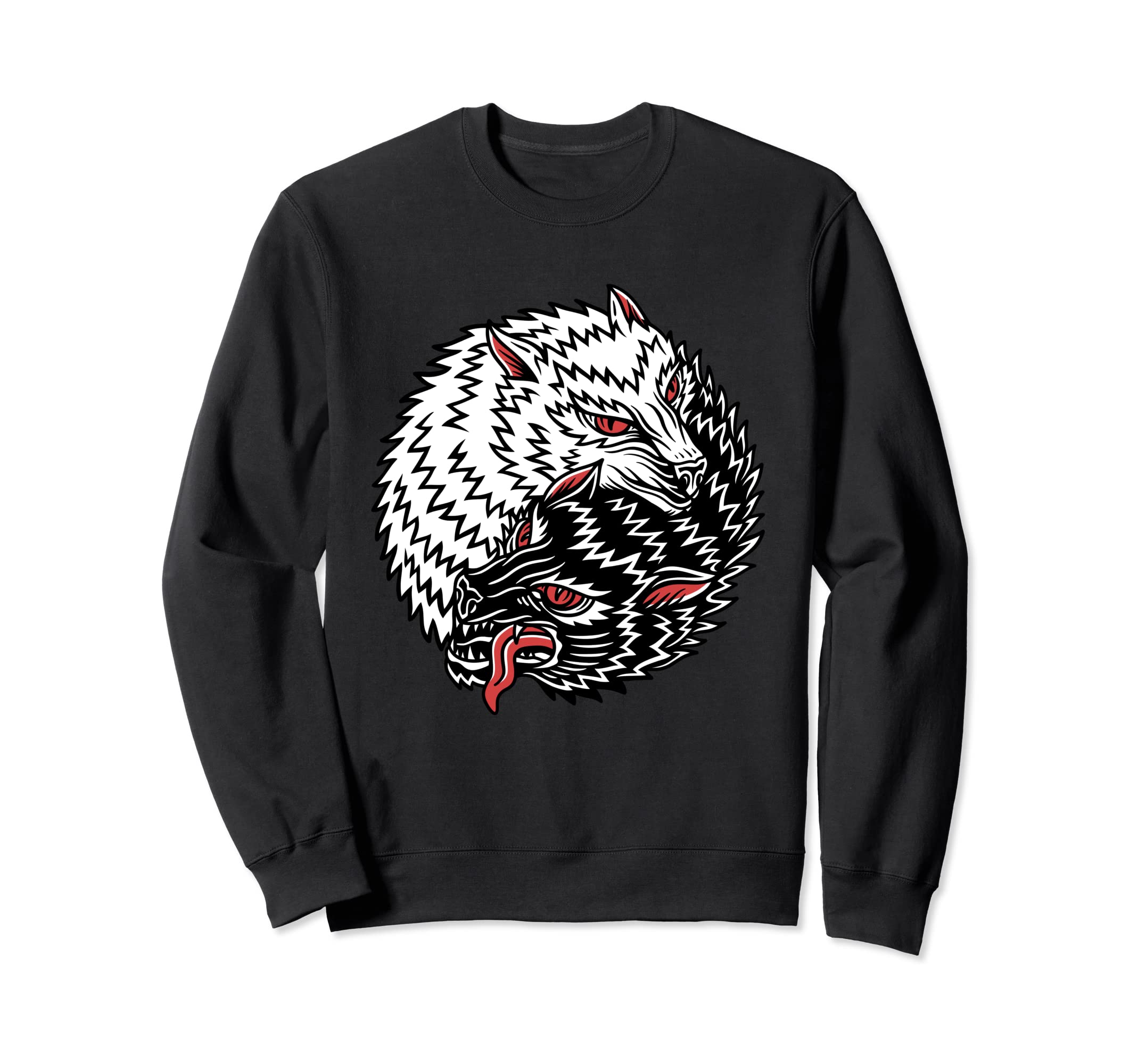Wolves American Traditional Tattoo Sweatshirt - Novelty Apparel Unisex - T-Shirt, Sweatshirt, Hoodie