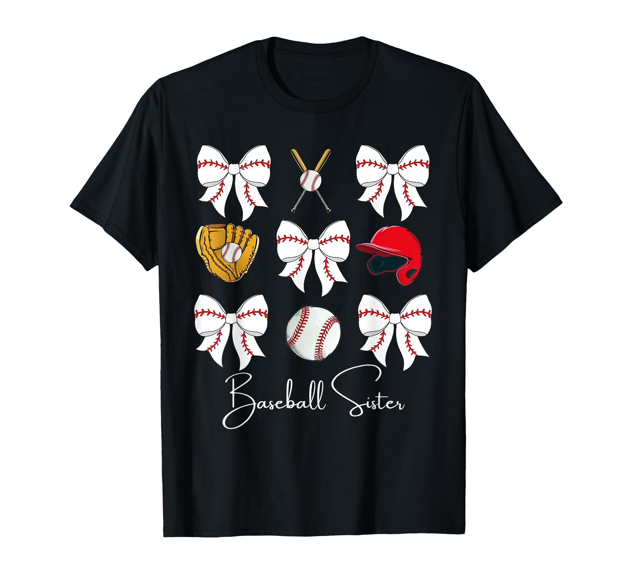 Baseball Sister Coquette Bow Cheer Baseball T-Shirt - Unique Graphic Unisex - T-Shirt, Sweatshirt, Hoodie