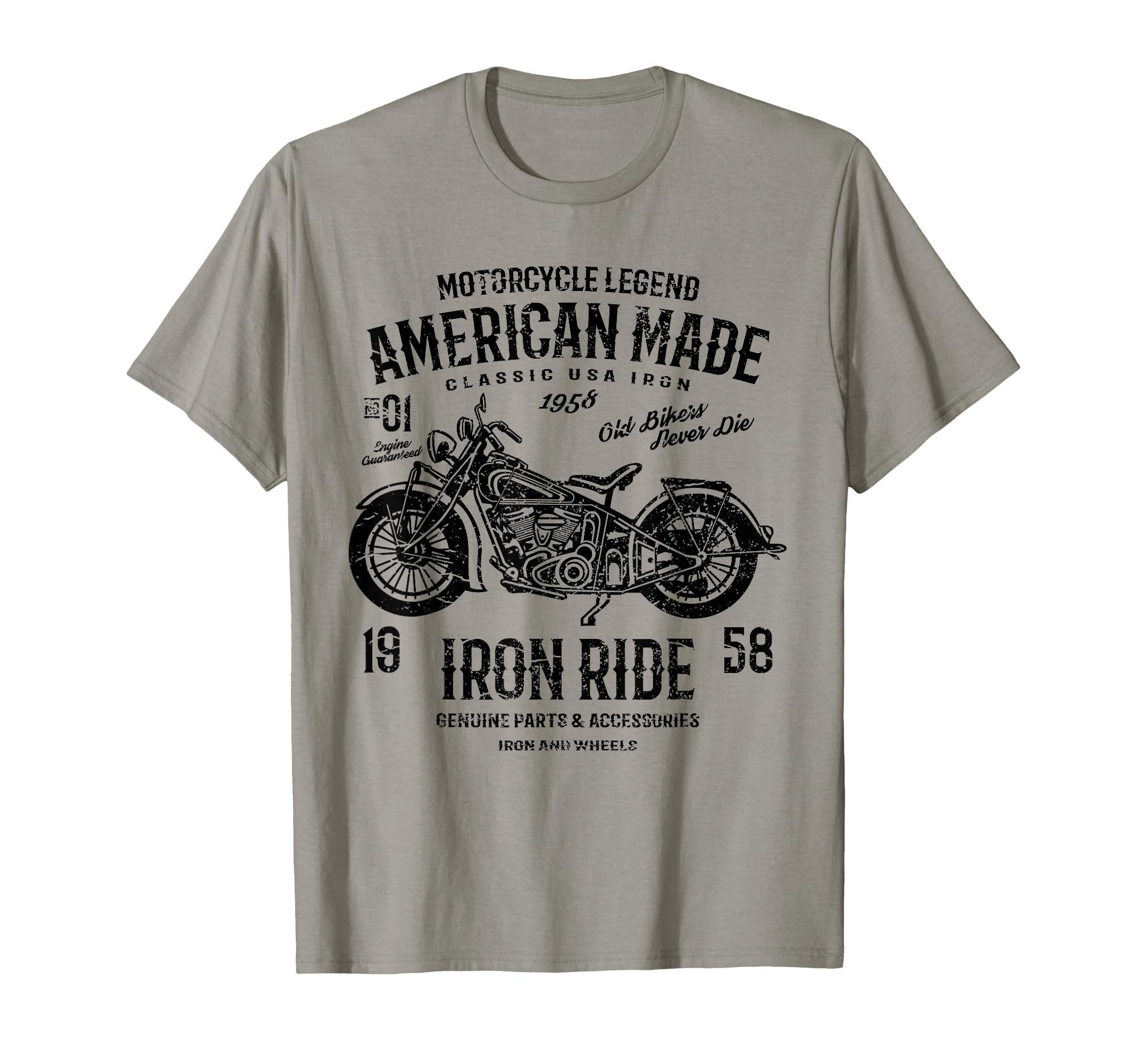American Motorcycle Distressed T-Shirt - Minimalist Print for Adults - T-Shirt, Sweatshirt, Hoodie