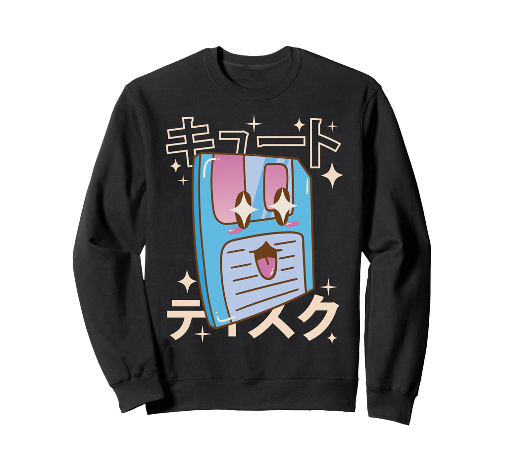 Kawaii Floppy Disk 90S Tech Anime Sweatshirt - Graphic Print for Adults - T-Shirt, Sweatshirt, Hoodie