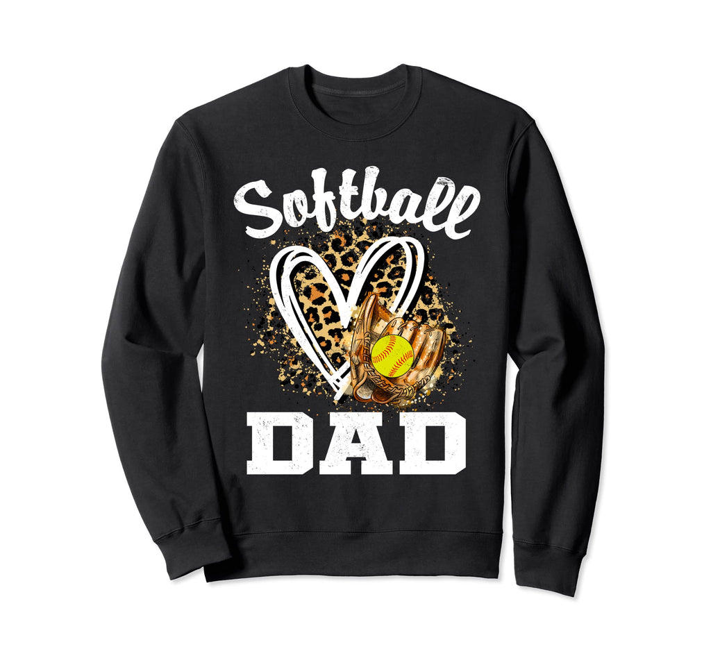 Softball Dad Leopard Heart Sweatshirt - Minimalist Print Men Women - T-Shirt, Sweatshirt, Hoodie