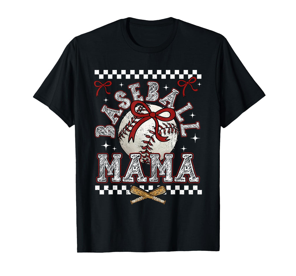 Baseball Mama Checkered Baseball Mama T-Shirt - Graphic Print Men Women - T-Shirt, Sweatshirt, Hoodie