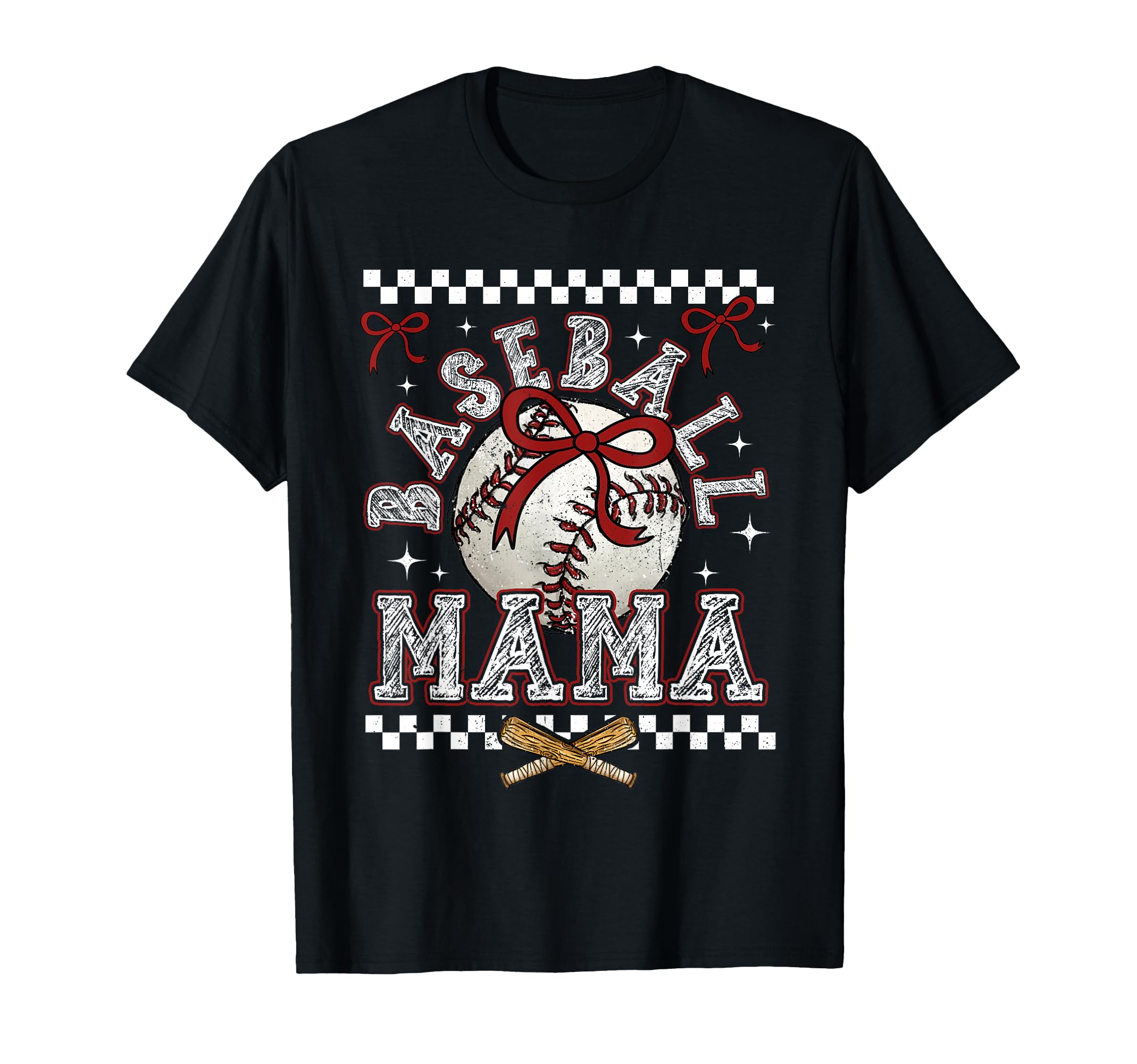 Baseball Mama Checkered Baseball Mama T-Shirt - Graphic Print Men Women - T-Shirt, Sweatshirt, Hoodie