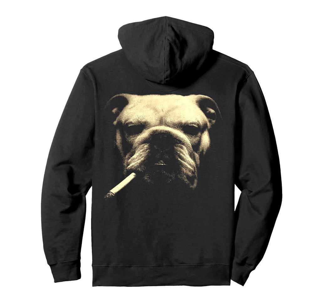 English Bulldog Smoking Cigarette Hoodie - Unique Graphic for Adults - T-Shirt, Sweatshirt, Hoodie