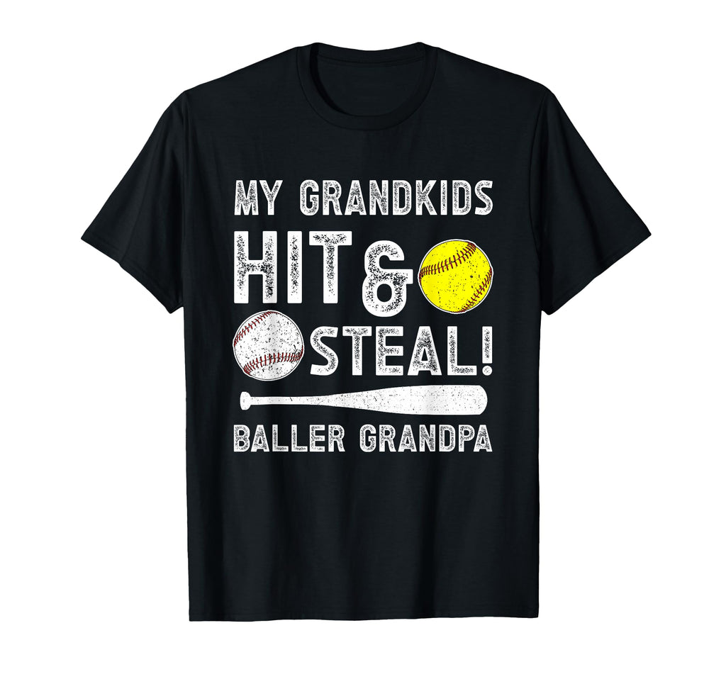 Baller Grandpa Funny Softball T-Shirt - Aesthetic Graphic for Adults - T-Shirt, Sweatshirt, Hoodie
