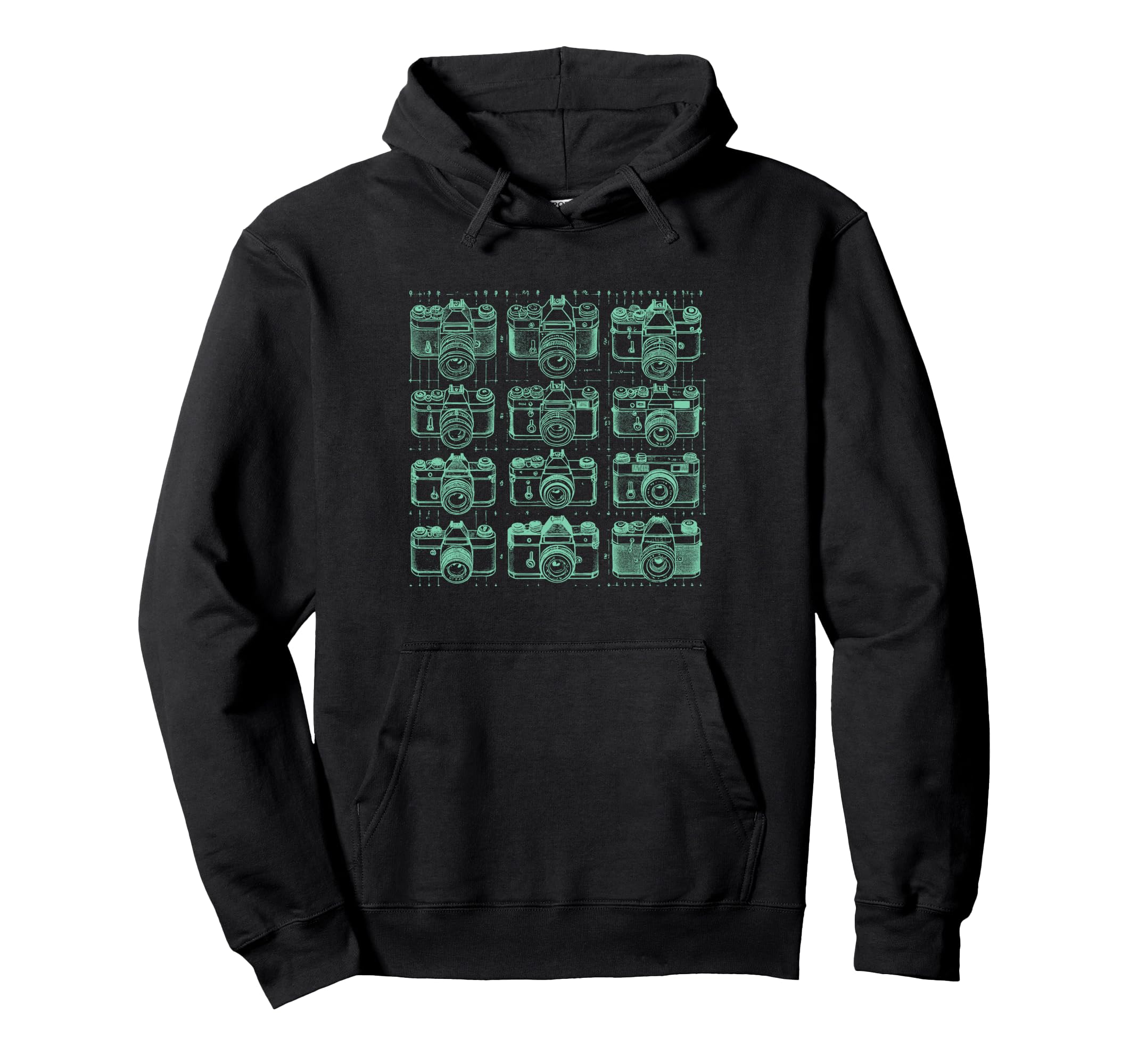 Camera Grid Teal Hoodie - Custom Art Print for Adults - T-Shirt, Sweatshirt, Hoodie