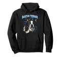 Boston Terrier 90S Heavy Metal Dog Hoodie - Fun Novelty Design Men Women - T-Shirt, Sweatshirt, Hoodie