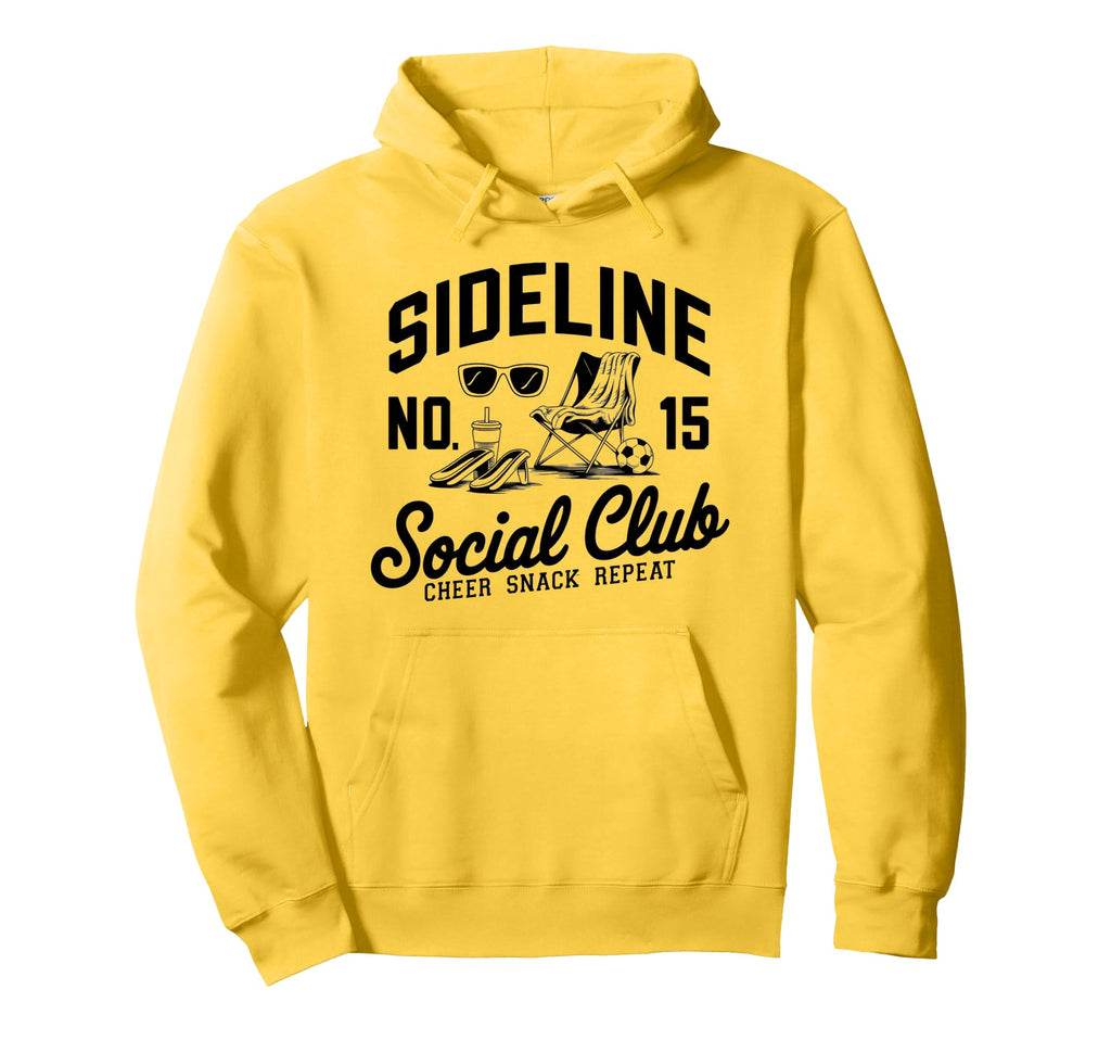 Sideline Social Club Soccer Mom Game Day Hoodie - Fun Novelty Design Unisex - T-Shirt, Sweatshirt, Hoodie