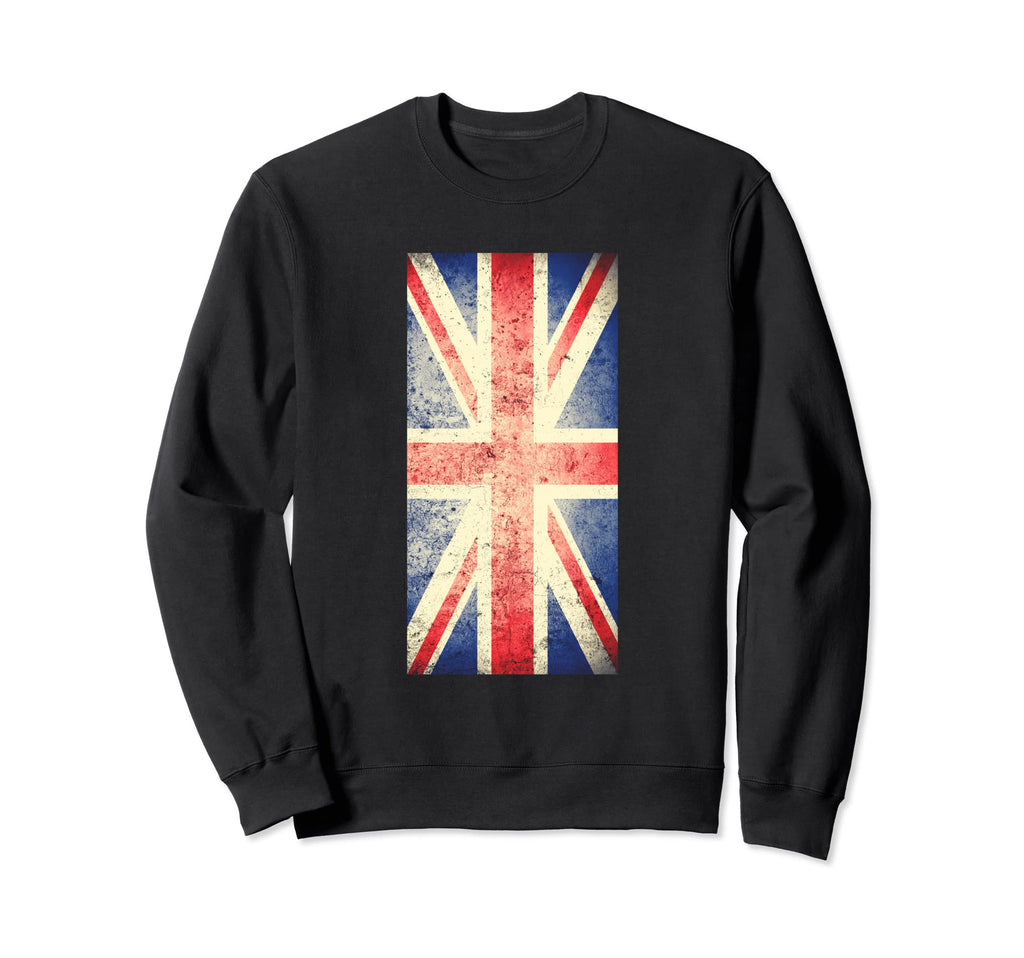 Distressed Union Jack Sweatshirt - Casual Everyday Wear Unisex - T-Shirt, Sweatshirt, Hoodie