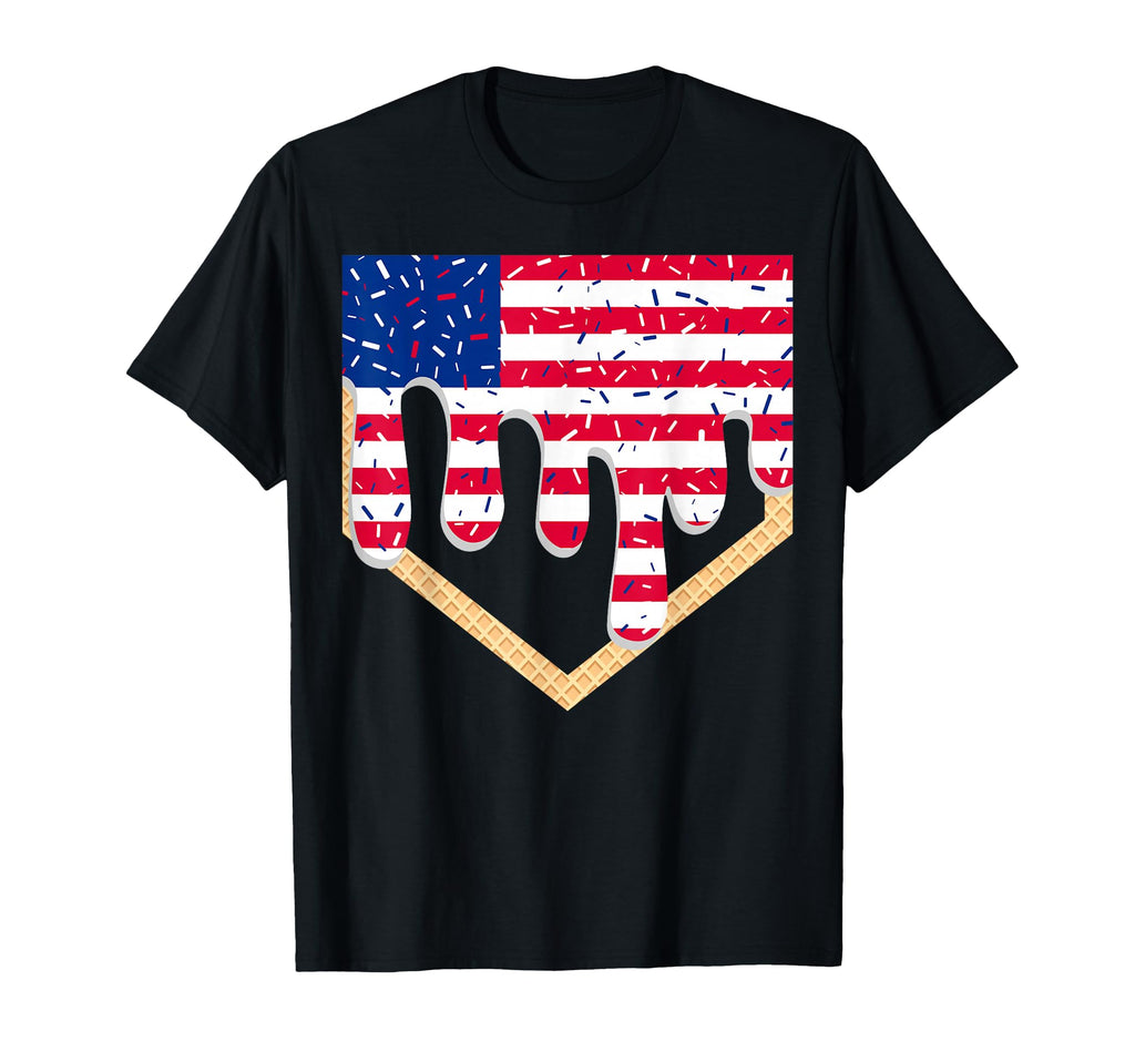 Baseball Ice Cream Drip Patriotic T-Shirt - Streetwear Style for Adults - T-Shirt, Sweatshirt, Hoodie