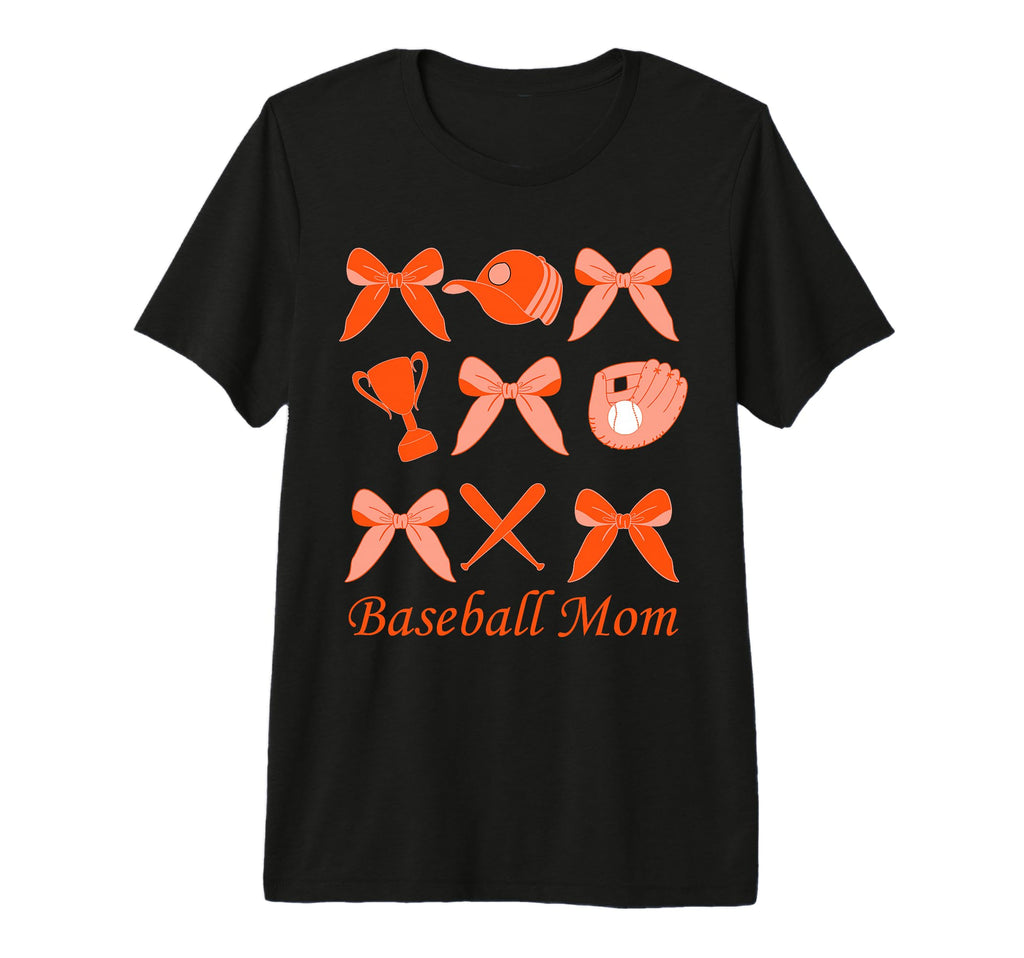 Baseball Mom Coquette Bow Orange T-Shirt - Trendy Graphic Men Women - T-Shirt, Sweatshirt, Hoodie