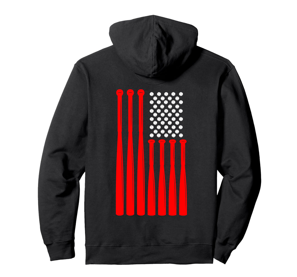 American Flag Baseball Baseball Hoodie - Novelty Apparel for Adults - T-Shirt, Sweatshirt, Hoodie