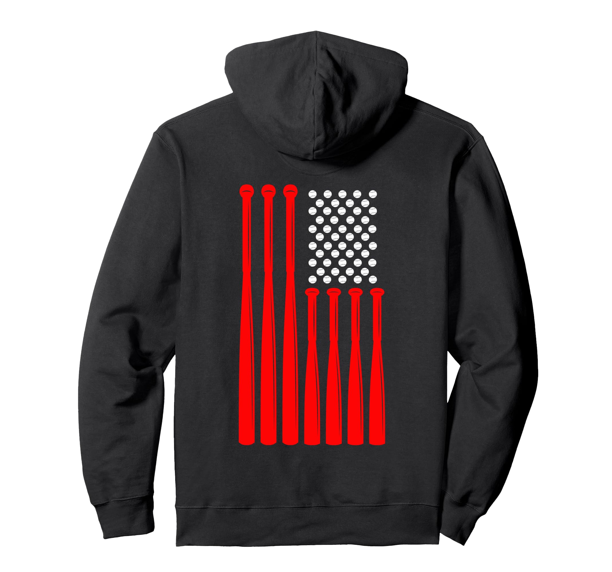 American Flag Baseball Baseball Hoodie - Novelty Apparel for Adults - T-Shirt, Sweatshirt, Hoodie