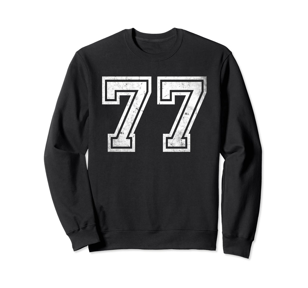 Number 77 Sport Distressed Number Sweatshirt - Custom Art Print Men Women - T-Shirt, Sweatshirt, Hoodie