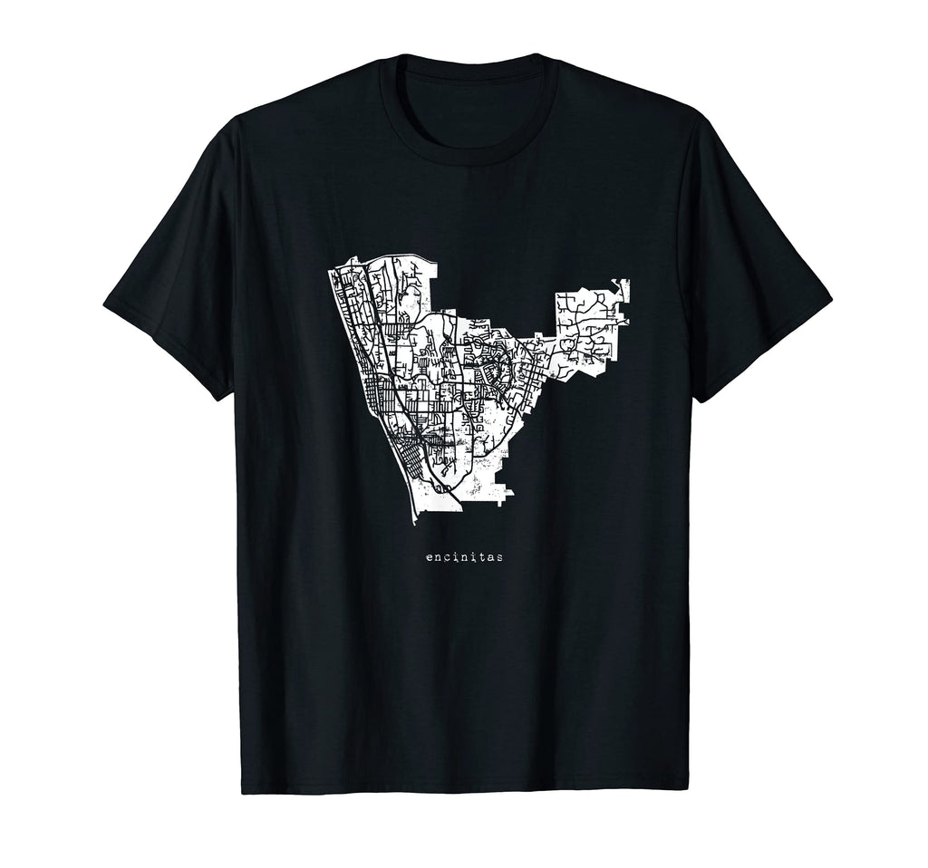 Encinitas Map Distressed T-Shirt - Streetwear Style for Adults - T-Shirt, Sweatshirt, Hoodie