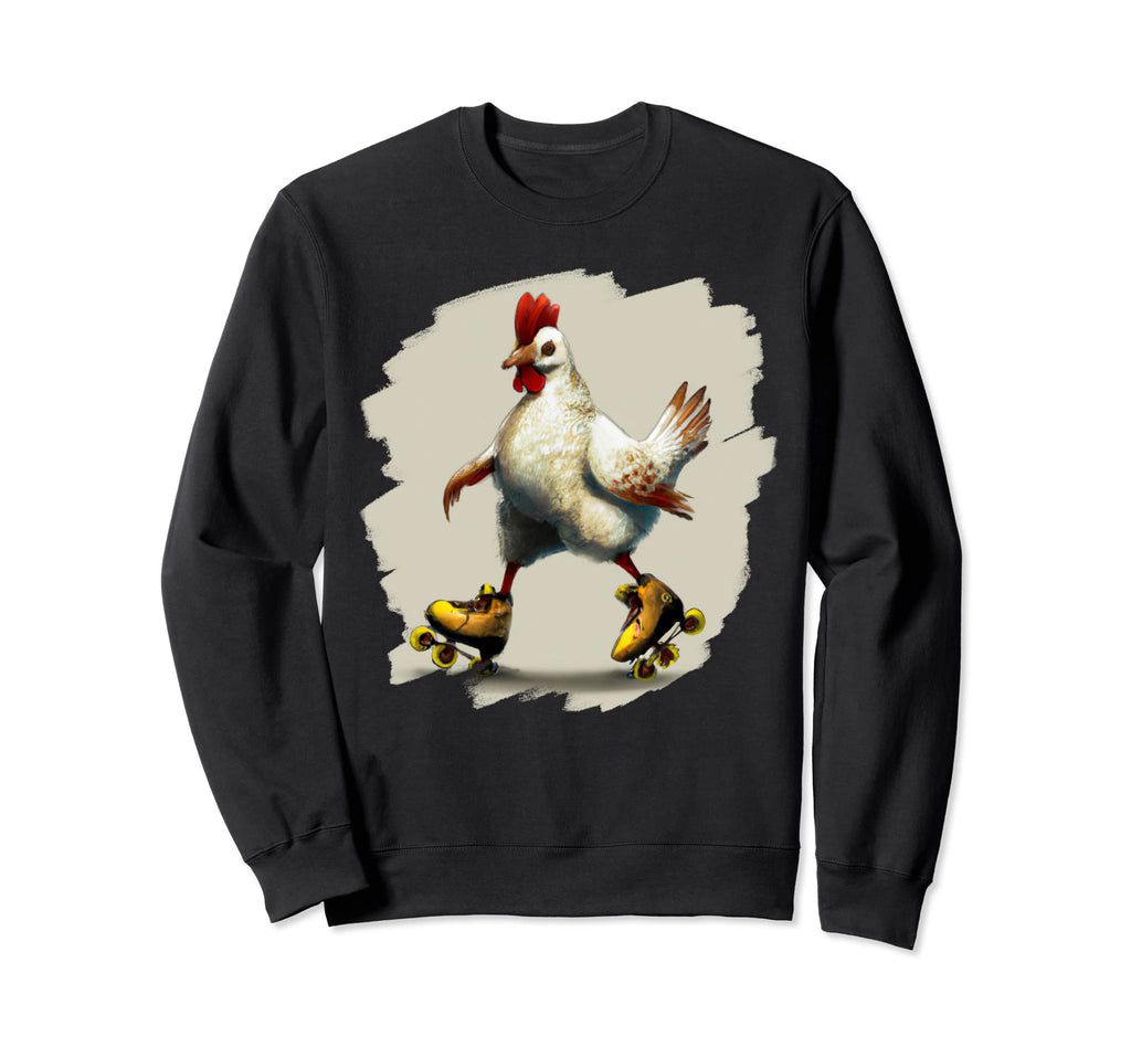 Funny Chicken Roller Skates Farm Sweatshirt - Unique Graphic Men Women - T-Shirt, Sweatshirt, Hoodie