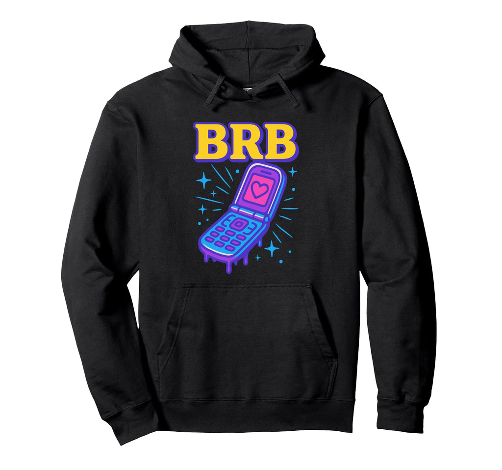 Y2K Brb Flip Phone Vaporwave Heart Hoodie - Unique Graphic for Adults - T-Shirt, Sweatshirt, Hoodie