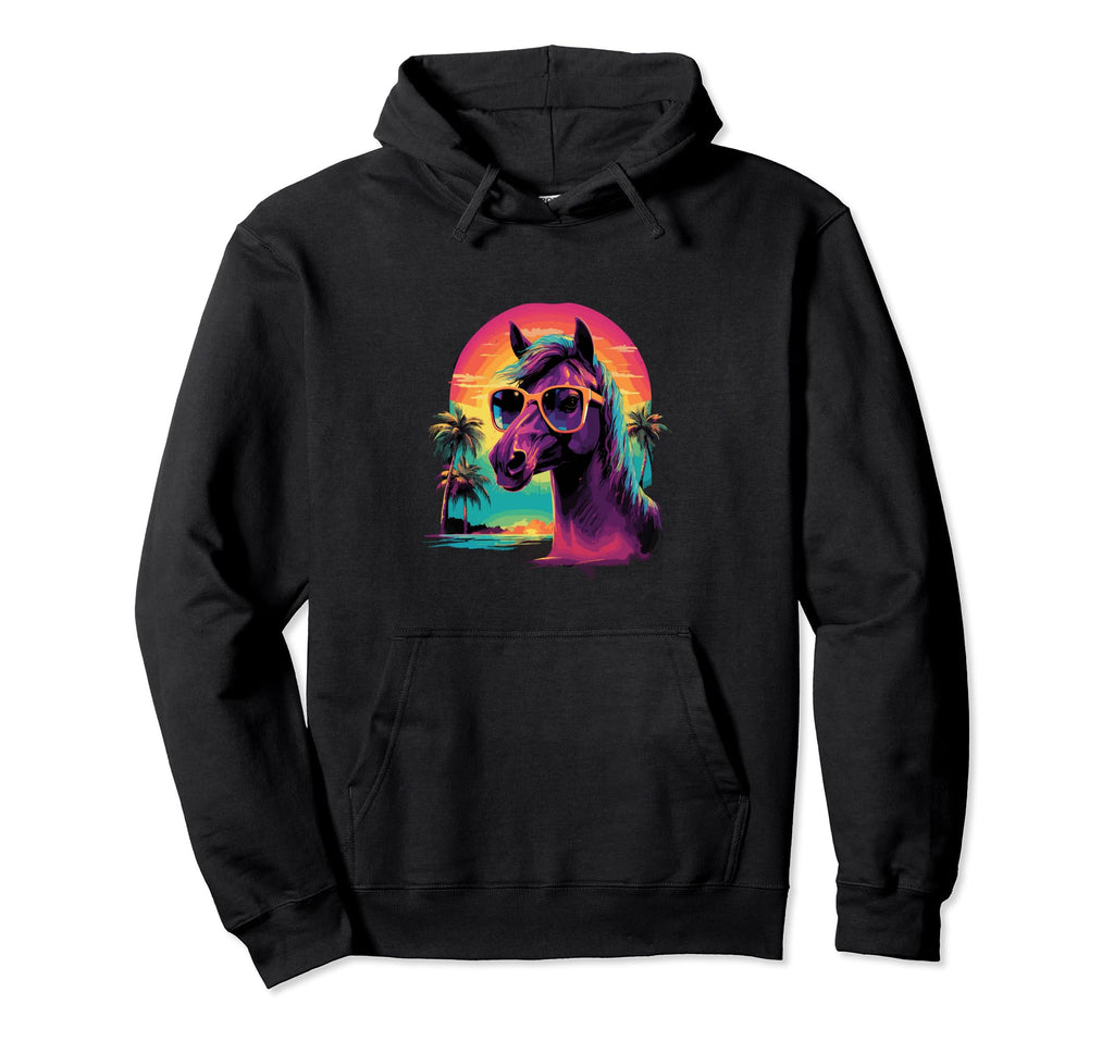 Funny Horse Vaporwave Aesthetic Hoodie - Aesthetic Graphic Men Women - T-Shirt, Sweatshirt, Hoodie