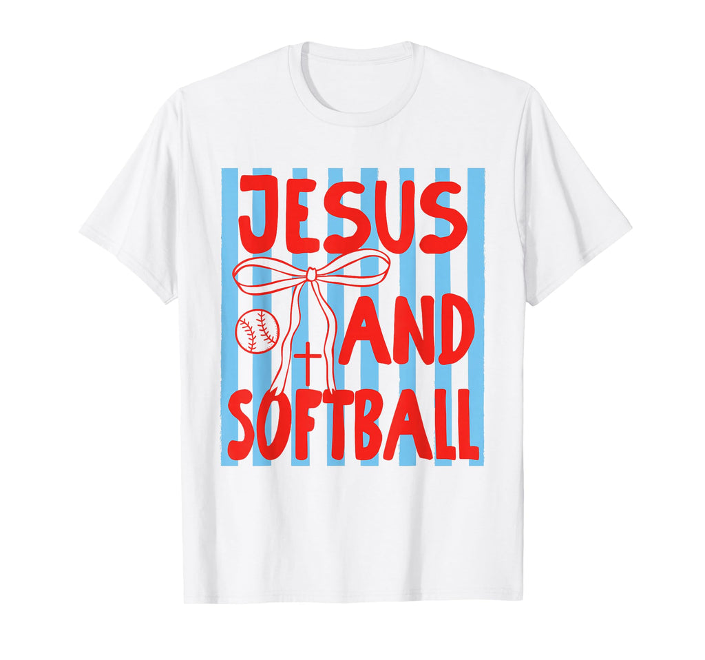 Jesus And Softball Coquette Game T-Shirt - Casual Everyday Wear for Adults - T-Shirt, Sweatshirt, Hoodie