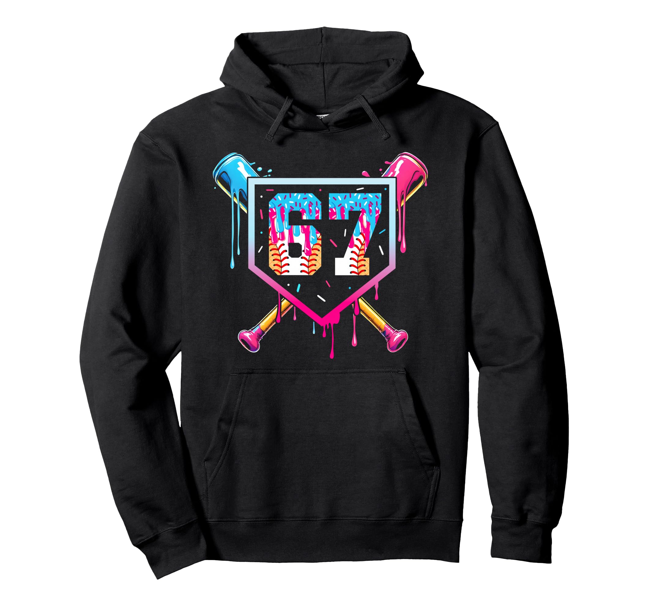 Baseball Ice Cream Drip Number 67 Player Hoodie - Trendy Graphic Men Women - T-Shirt, Sweatshirt, Hoodie