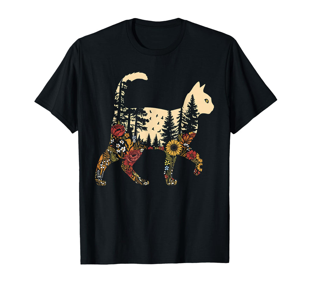 Boho Cat Plants Nature Trees Wild T-Shirt - Streetwear Style Unisex - T-Shirt, Sweatshirt, Hoodie