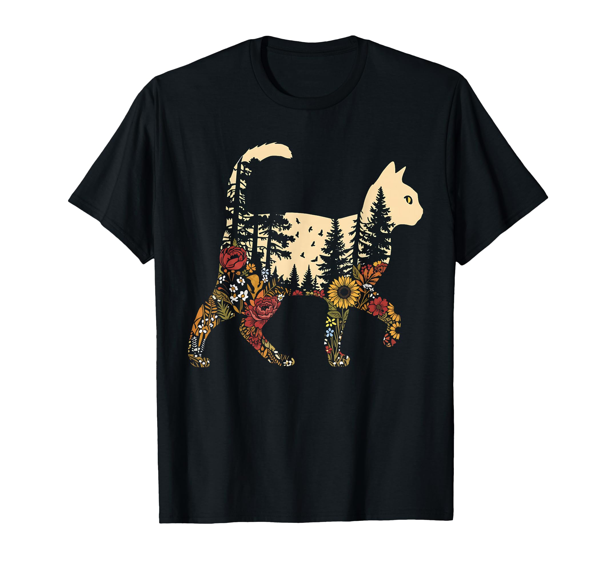 Boho Cat Plants Nature Trees Wild T-Shirt - Streetwear Style Unisex - T-Shirt, Sweatshirt, Hoodie