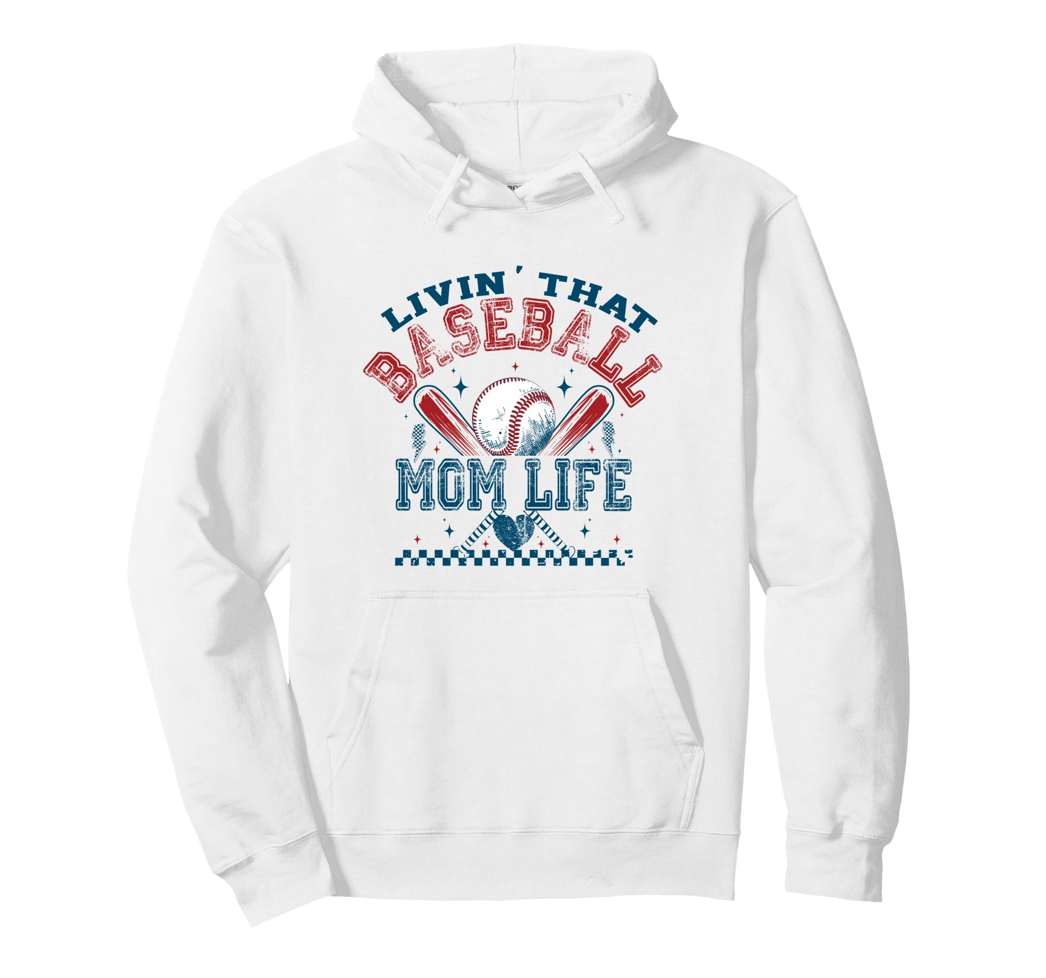 Livin That Baseball Mom Sports Life Hoodie - Aesthetic Graphic for Adults - T-Shirt, Sweatshirt, Hoodie
