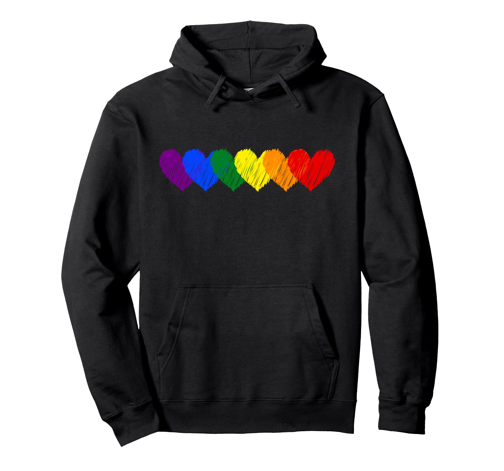 Rainbow Flag Hearts Love Lgbt Gay Hoodie - Aesthetic Graphic Unisex - T-Shirt, Sweatshirt, Hoodie