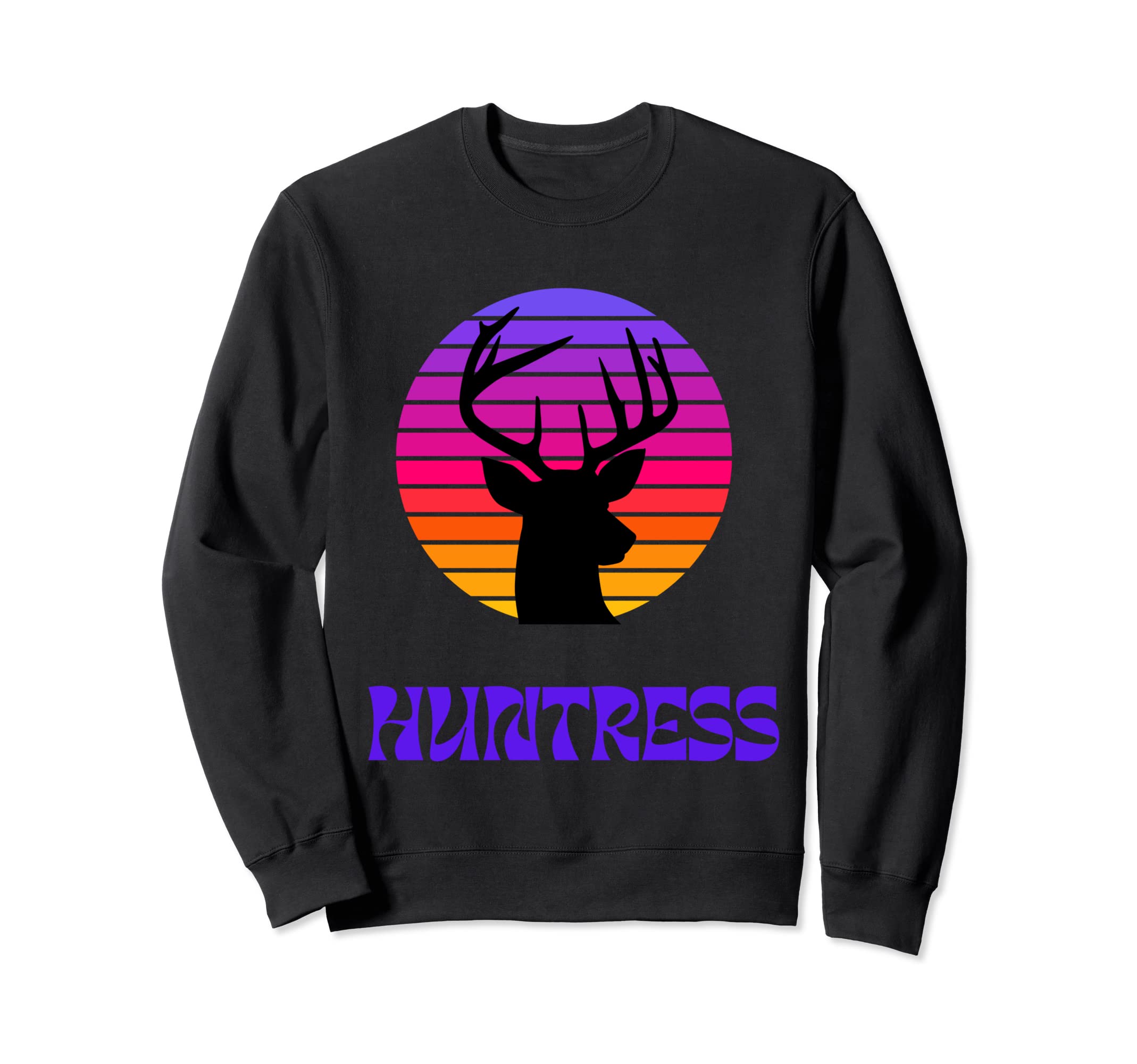 Huntress Deer And Sunset Sweatshirt - Unique Graphic Men Women - T-Shirt, Sweatshirt, Hoodie